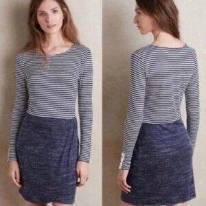 NWT Anthropologie Dolan Left Coast Long Sleeve Striped Mixed Blue Dress S